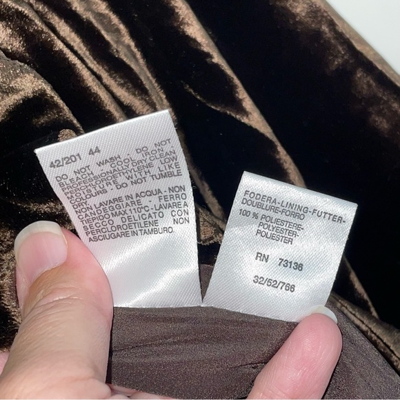 MaxMara | Chocolate Brown Velvet Blazer Jacket Women’s Size 10 Silk Blend - Picture 4 of 4